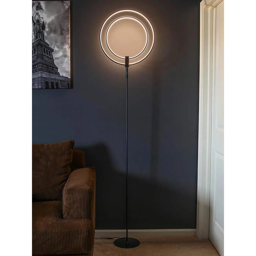 Eclipse 79 in. Black Modern LED Torchiere Floor Lamp with Touch Dimmer by Brightech 5 Eclipse 79 in. Black Modern LED Torchiere Floor Lamp with Touch Dimmer by Brightech - Image 3