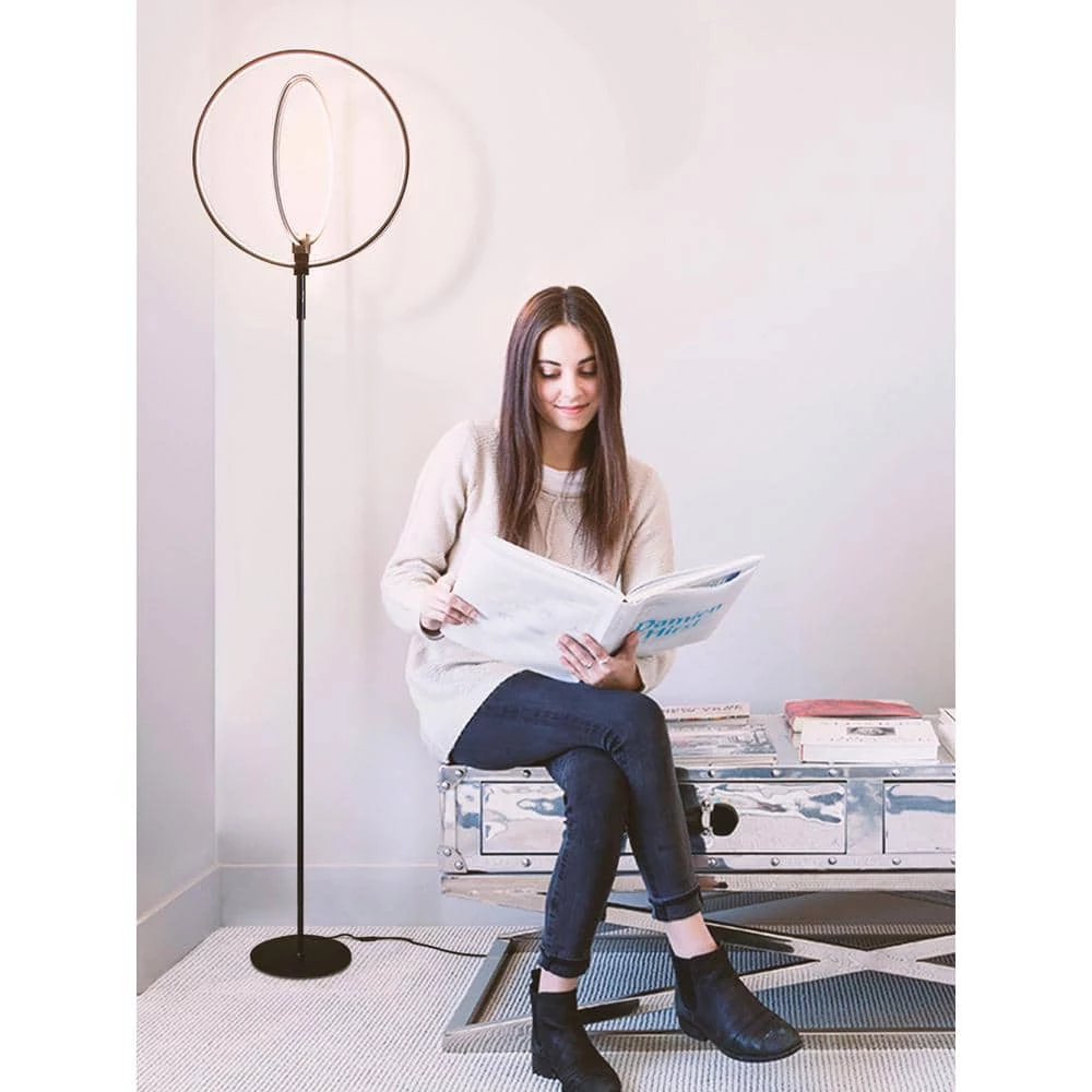 Eclipse 79 in. Black Modern LED Torchiere Floor Lamp with Touch Dimmer by Brightech 4 Eclipse 79 in. Black Modern LED Torchiere Floor Lamp with Touch Dimmer by Brightech - Image 2