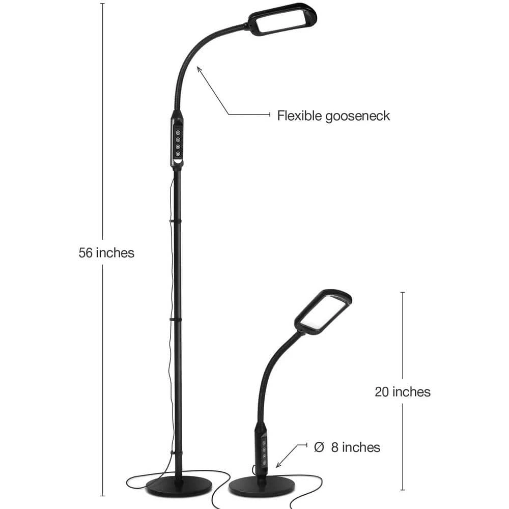 Litespan 56 in. Black 2-in-1 Floor and Desk LED Lamp with Adjustable Gooseneck by Brightech 4 Litespan 56 in. Black 2-in-1 Floor and Desk LED Lamp with Adjustable Gooseneck by Brightech - Image 2