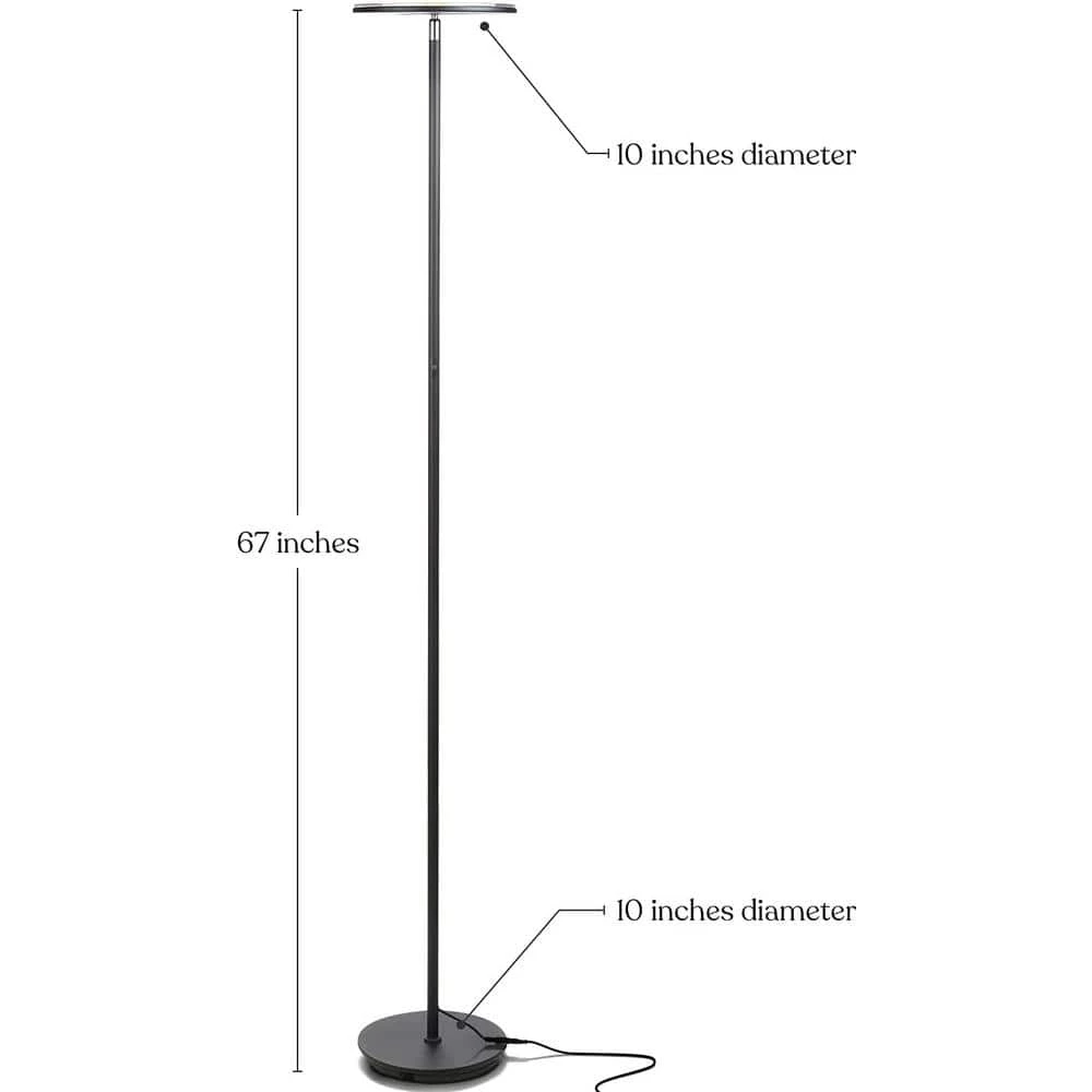 Sky Flux 67 in. Black Torchiere LED Floor Lamp with 3 Mode Dimmer by Brightech 4 Sky Flux 67 in. Black Torchiere LED Floor Lamp with 3 Mode Dimmer by Brightech - Image 2