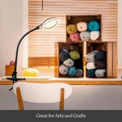 LightView Flex 13.5 in. Black Magnifying LED Desk Lamp with Clamp by Brightech -Brightech Sales black brightech lamp bases 45 d1u1 e9ao 1f 1000