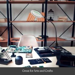 LightView Flex 13.5 in. Black Magnifying LED Desk Lamp with Clamp by Brightech -Brightech Sales black brightech lamp bases 45 d1u1 e9ao 4f 1000