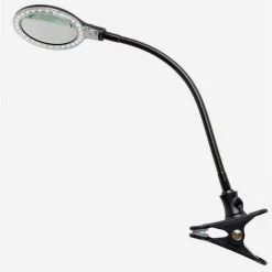LightView Flex 13.5 in. Black Magnifying LED Desk Lamp with Clamp by Brightech