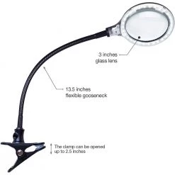LightView Flex 13.5 in. Black Magnifying LED Desk Lamp with Clamp by Brightech -Brightech Sales black brightech lamp bases 45 d1u1 e9ao fa 1000