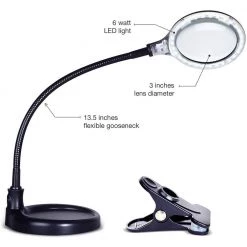 LightView Flex 16 in. Black Magnifying 2-In-1 LED Desk Lamp with Clamp and Heavy Base by Brightech -Brightech Sales black brightech lamp bases kv f70c c2bh 1f 1000