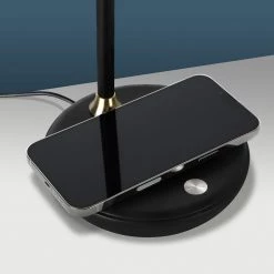 Ezra 16.5 in. Black LED Table Lamp with Wireless Charging Pad by Brightech 12 Ezra 16.5 in. Black LED Table Lamp with Wireless Charging Pad by Brightech -Brightech Sales black brightech lamp bases tl ezra blk 44 1000