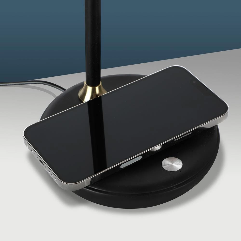 Ezra 16.5 in. Black LED Table Lamp with Wireless Charging Pad by Brightech 7 Ezra 16.5 in. Black LED Table Lamp with Wireless Charging Pad by Brightech - Image 5