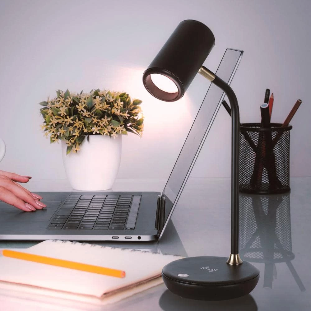 Ezra 16.5 in. Black LED Table Lamp with Wireless Charging Pad by Brightech 5 Ezra 16.5 in. Black LED Table Lamp with Wireless Charging Pad by Brightech - Image 3