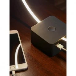 Circle 15 in. Black Modern LED Table Lamp with USB Port by Brightech -Brightech Sales black brightech lamp bases za 6b6v 2qvu 1f 1000