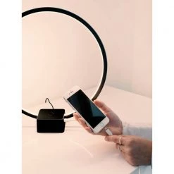 Circle 15 in. Black Modern LED Table Lamp with USB Port by Brightech -Brightech Sales black brightech lamp bases za 6b6v 2qvu 44 1000