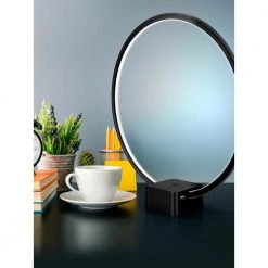 Circle 15 in. Black Modern LED Table Lamp with USB Port by Brightech -Brightech Sales black brightech lamp bases za 6b6v 2qvu 4f 1000