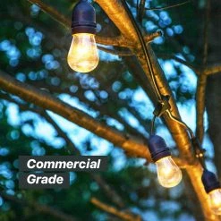 Ambience Outdoor 24 ft. Plug in LED S14 Edison Bulb String Light by Brightech -Brightech Sales black brightech string lights amb 11w 24 4f 1000
