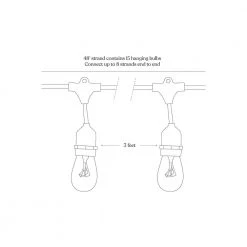 Ambience Pro Outdoor 48 ft. L Plug-in Incandescent 11-Watt S14 Edison Bulb Hanging String Light by Brightech 15 Ambience Pro Outdoor 48 ft. L Plug-in Incandescent 11-Watt S14 Edison Bulb Hanging String Light by Brightech -Brightech Sales black brightech string lights amb 11w 48 76 1000