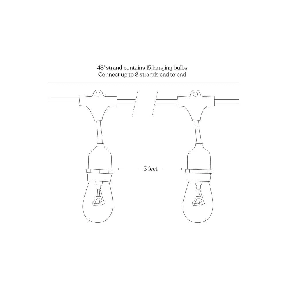 Ambience Pro Outdoor 48 ft. L Plug-in Incandescent 11-Watt S14 Edison Bulb Hanging String Light by Brightech 9 Ambience Pro Outdoor 48 ft. L Plug-in Incandescent 11-Watt S14 Edison Bulb Hanging String Light by Brightech - Image 7