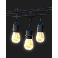 Ambience Pro Outdoor 48 ft. L Plug-in Incandescent 11-Watt S14 Edison Bulb Hanging String Light by Brightech 11 Ambience Pro Outdoor 48 ft. L Plug-in Incandescent 11-Watt S14 Edison Bulb Hanging String Light by Brightech -Brightech Sales black brightech string lights amb 11w 48 c3 1000