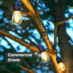Ambience Pro Waterproof Outdoor 24 ft. Plug in Hanging 2W S14 Edison Bulb String Light 2500k by Brightech 12 Ambience Pro Waterproof Outdoor 24 ft. Plug in Hanging 2W S14 Edison Bulb String Light 2500k by Brightech -Brightech Sales black brightech string lights amb 2w 24 ww 1f 1000