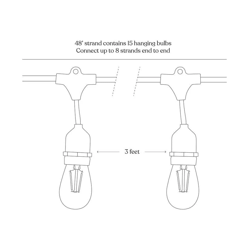 Ambience Pro Outdoor 48 ft. Plug-In LED 2-Watt S14 Edison Bulb Hanging String Light 2700k by Brightech 9 Ambience Pro Outdoor 48 ft. Plug-In LED 2-Watt S14 Edison Bulb Hanging String Light 2700k by Brightech - Image 7