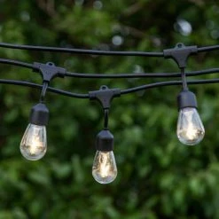 Ambience Pro Outdoor 48 ft. Plug-In LED 2-Watt S14 Edison Bulb Hanging String Light 2700k by Brightech 14 Ambience Pro Outdoor 48 ft. Plug-In LED 2-Watt S14 Edison Bulb Hanging String Light 2700k by Brightech -Brightech Sales black brightech string lights amb 2w 48 sw fa 1000