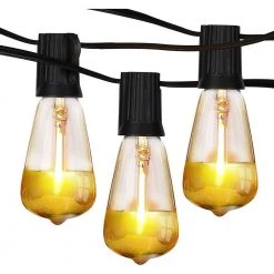 Ambience Pro Outdoor 26 ft. 1-Watt Plug-in LED Gold Tipped E17 Edison Bulb Non-Hanging String Lights by Brightech