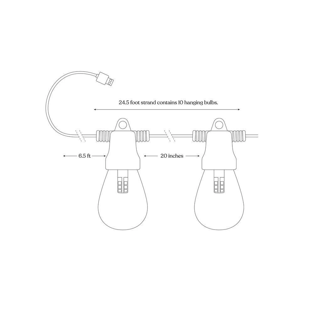 Ambience Pro Outdoor 24.5 ft. USB Powered LED 1.5-Watt S14 Edison Bulb Hanging String Light 3000k by Brightech 9 Ambience Pro Outdoor 24.5 ft. USB Powered LED 1.5-Watt S14 Edison Bulb Hanging String Light 3000k by Brightech - Image 7
