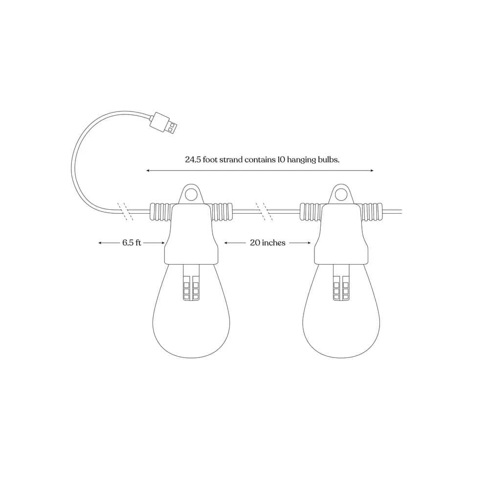 Ambience Pro Outdoor 24.5 ft. USB Powered LED 1.5-Watt S14 Edison Bulb Hanging String Light 2700k by Brightech 9 Ambience Pro Outdoor 24.5 ft. USB Powered LED 1.5-Watt S14 Edison Bulb Hanging String Light 2700k by Brightech - Image 7