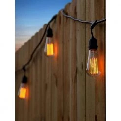 Ambience Pro Outdoor 48 ft. L Plug-in Incandescent 40-Watt S19 Edison Bulb Hanging String Light 3000K by Brightech -Brightech Sales black brightech string lights ambprohangingbk 44 1000