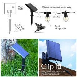 Ambience Pro Outdoor 27 ft. Solar Waterproof 1W LED G40 Edison Globe Bulb String Light 2700k by Brightech -Brightech Sales black brightech string lights hl 9qw8 a9o8 40 1000