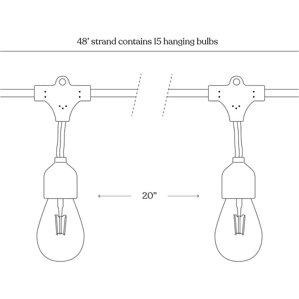 Ambience Pro Outdoor 48 ft. Solar Powered LED 1-Watt S14 Edison Bulbs Hanging Remote Control String Lights 3000k by Brightech 8 Ambience Pro Outdoor 48 ft. Solar Powered LED 1-Watt S14 Edison Bulbs Hanging Remote Control String Lights 3000k by Brightech - Image 6