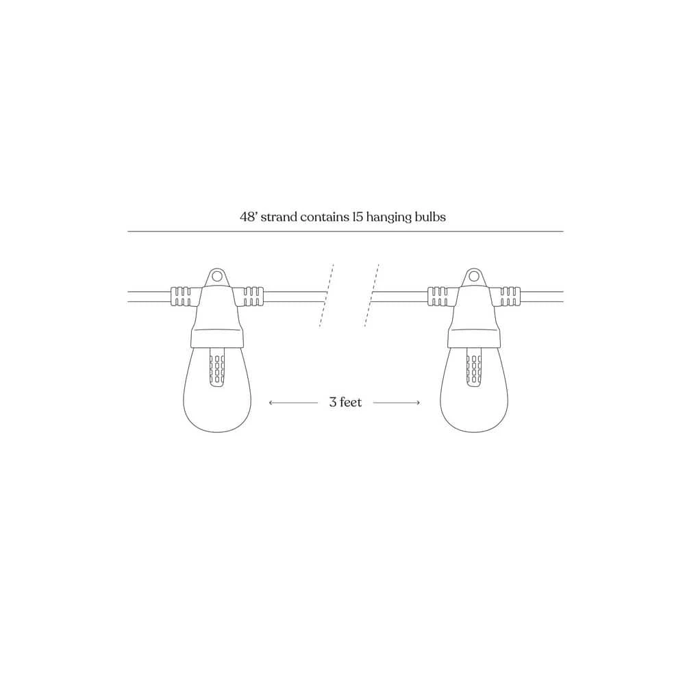 Ambience Pro Outdoor 48 ft. L Solar LED 1-Watt S14 Edison Bulb Non Hanging String Light 3000k by Brightech 9 Ambience Pro Outdoor 48 ft. L Solar LED 1-Watt S14 Edison Bulb Non Hanging String Light 3000k by Brightech - Image 7