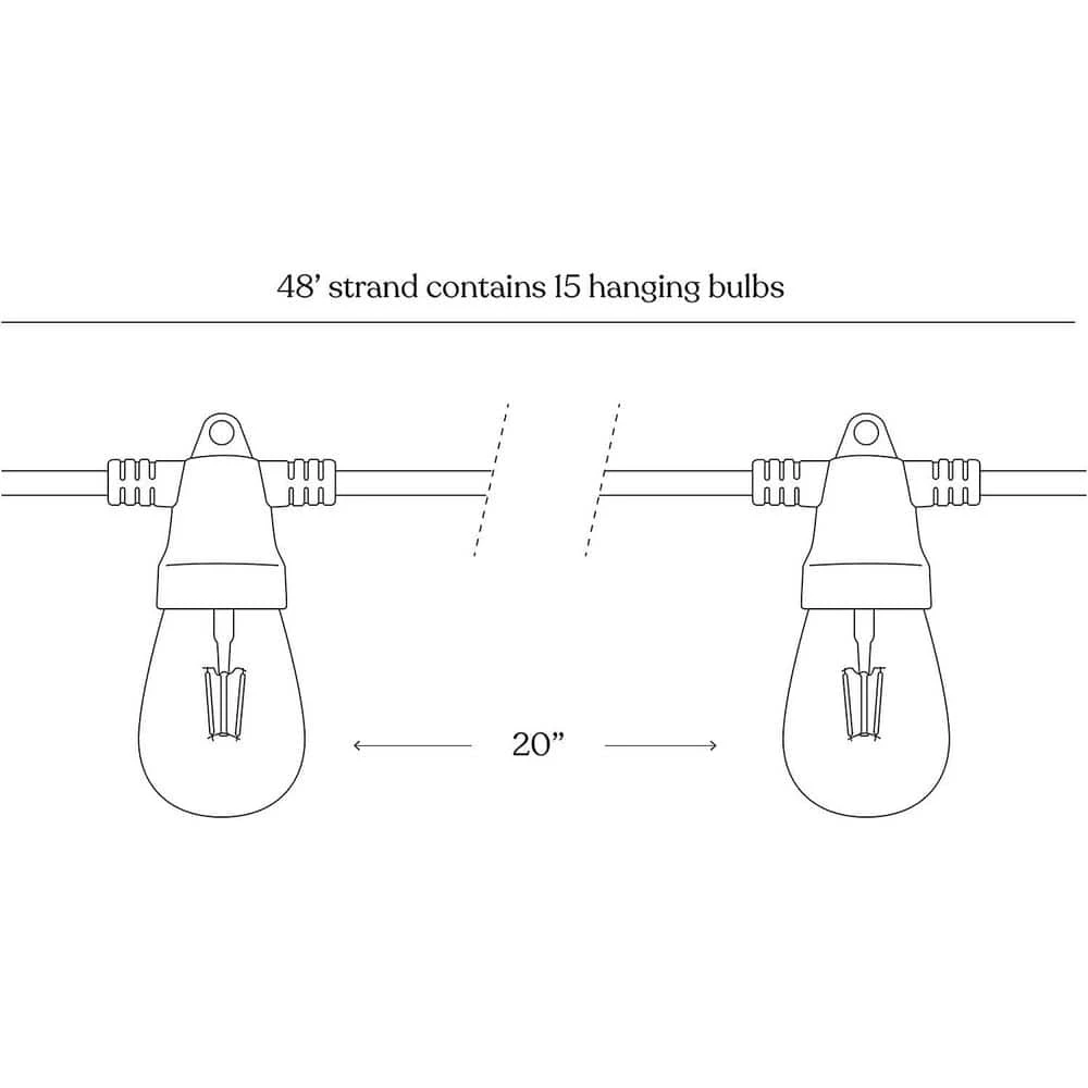 Ambience Pro Outdoor 48 ft. Solar Powered LED 1-Watt S14 Edison Bulbs Non-Hanging Remote Control String Lights 3000k by Brightech 9 Ambience Pro Outdoor 48 ft. Solar Powered LED 1-Watt S14 Edison Bulbs Non-Hanging Remote Control String Lights 3000k by Brightech - Image 7