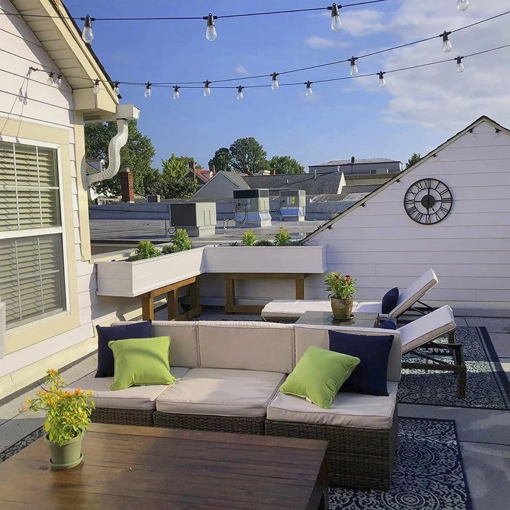 Ambience Pro Outdoor 48 ft. Solar Powered LED 1-Watt S14 Edison Bulbs Non-Hanging Remote Control String Lights 3000k by Brightech 4 Ambience Pro Outdoor 48 ft. Solar Powered LED 1-Watt S14 Edison Bulbs Non-Hanging Remote Control String Lights 3000k by Brightech - Image 2