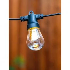 Ambience Pro Outdoor 48 ft. L Solar LED 1-Watt S14 Edison Bulb Non Hanging String Light 2700K by Brightech -Brightech Sales black brightech string lights slr 48nh ww 1f 1000