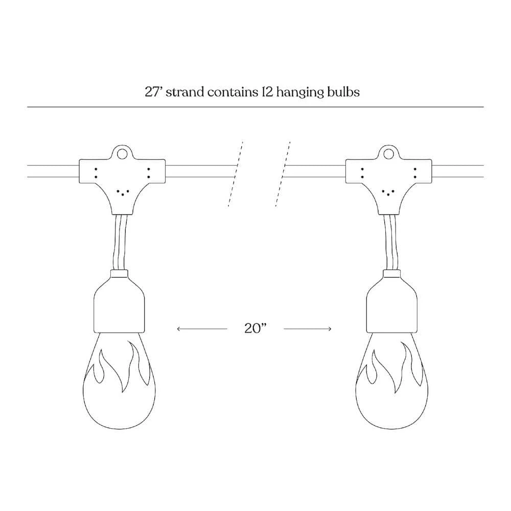 Ambience Pro Outdoor 27 ft. Solar Powered LED 5-Watt S14 Flickering Flame Bulbs Hanging String Lights 2700k by Brightech 6 Ambience Pro Outdoor 27 ft. Solar Powered LED 5-Watt S14 Flickering Flame Bulbs Hanging String Lights 2700k by Brightech - Image 4