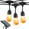 Ambience Pro Outdoor 27 ft. Solar Powered LED 5-Watt S14 Flickering Flame Bulbs Hanging String Lights 2700k by Brightech -Brightech Sales black brightech string lights slr flmhg 64 1000