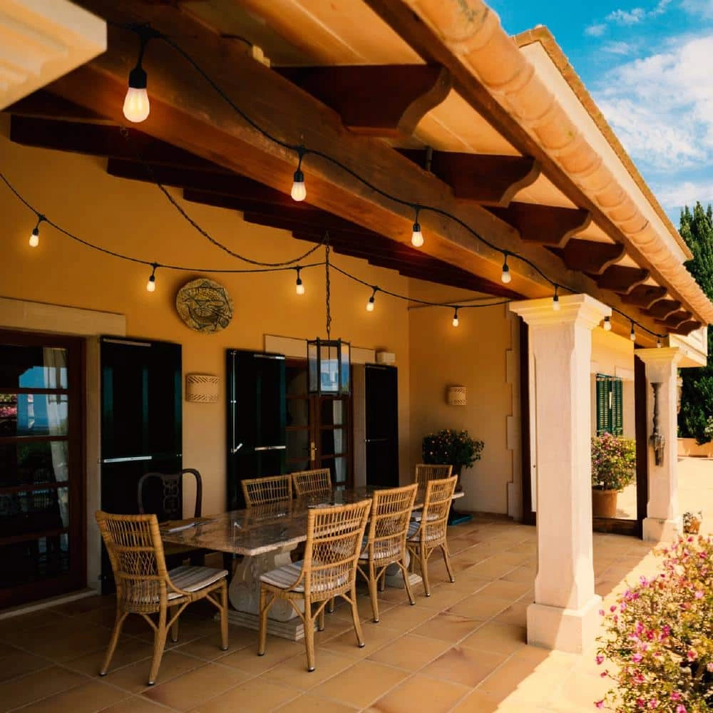 Ambience Pro Outdoor 27 ft. Solar Powered LED 5-Watt S14 Flickering Flame Bulbs Hanging String Lights 2700k by Brightech 4 Ambience Pro Outdoor 27 ft. Solar Powered LED 5-Watt S14 Flickering Flame Bulbs Hanging String Lights 2700k by Brightech - Image 2