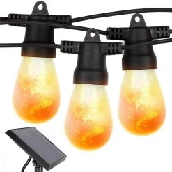 Ambience Pro Outdoor 27 ft. Solar Powered LED 5-Watt S14 Flickering Flame Bulbs Non-Hanging String Lights 2700k by Brightech