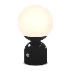 Mila 11 in. Black Table Lamp With Frosted Glass Globe Shade by Brightech
