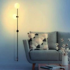 Equinox 62 in Black LED 2-Light Wall Sconce Lamp with Glass Globe Shades by Brightech -Brightech Sales black brightech wall sconces wl eqnx blk 1f 1000