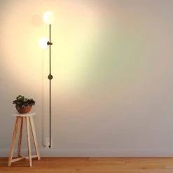 Equinox 62 in Black LED 2-Light Wall Sconce Lamp with Glass Globe Shades by Brightech -Brightech Sales black brightech wall sconces wl eqnx blk 44 1000