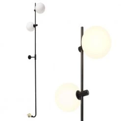Equinox 62 in Black LED 2-Light Wall Sconce Lamp with Glass Globe Shades by Brightech