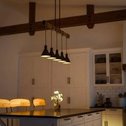 Abigail 5-Light Black Island Pendant with Metal Shade by Manor Brook -Brightech Sales black manor brook chandeliers mb100531 31 1000