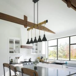 Abigail 5-Light Black Island Pendant with Metal Shade by Manor Brook -Brightech Sales black manor brook chandeliers mb100531 c3 1000