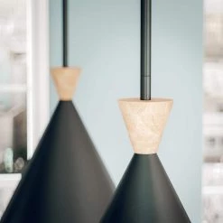 Conical 1-Light Black Pendant with Metal Shade by Manor Brook 13 Conical 1-Light Black Pendant with Metal Shade by Manor Brook -Brightech Sales black manor brook chandeliers mb100597 44 1000