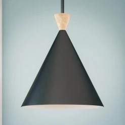 Conical 1-Light Black Pendant with Metal Shade by Manor Brook 11 Conical 1-Light Black Pendant with Metal Shade by Manor Brook -Brightech Sales black manor brook chandeliers mb100597 4f 1000