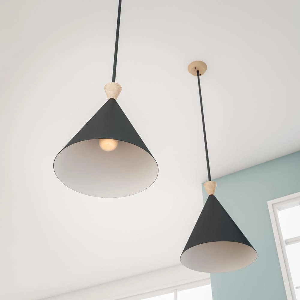 Conical 1-Light Black Pendant with Metal Shade by Manor Brook 8 Conical 1-Light Black Pendant with Metal Shade by Manor Brook - Image 6