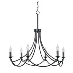 23 in. 6-Light Webster Chandelier Tiered Black by Manor Brook