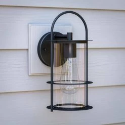 Pienza 1-Light Black Outdoor Lantern by Manor Brook -Brightech Sales black manor brook outdoor sconces mb100545 4f 1000