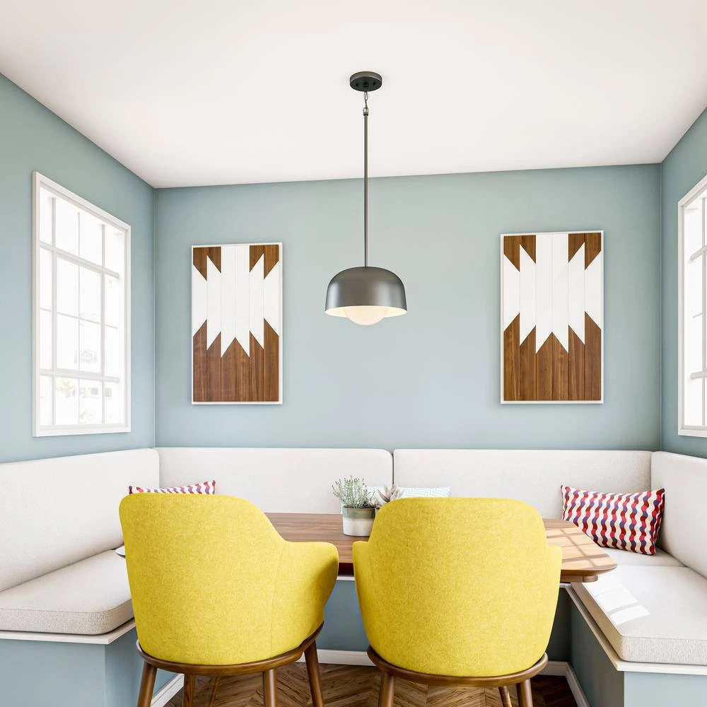 Millie 1-Light Black Mini Pendant with Outer Metal Shade and Inner White Glass Shade by Manor Brook 6 Millie 1-Light Black Mini Pendant with Outer Metal Shade and Inner White Glass Shade by Manor Brook - Image 4