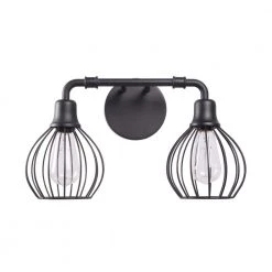 Lacey 5 in. 2-Light Sand Black Vanity-Light with Metal Frame Shade by Manor Brook