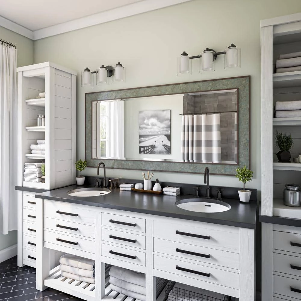 Oneonta 4 in. 3-Light Black Vanity with Clear Glass Shade by Manor Brook 4 Oneonta 4 in. 3-Light Black Vanity with Clear Glass Shade by Manor Brook - Image 2